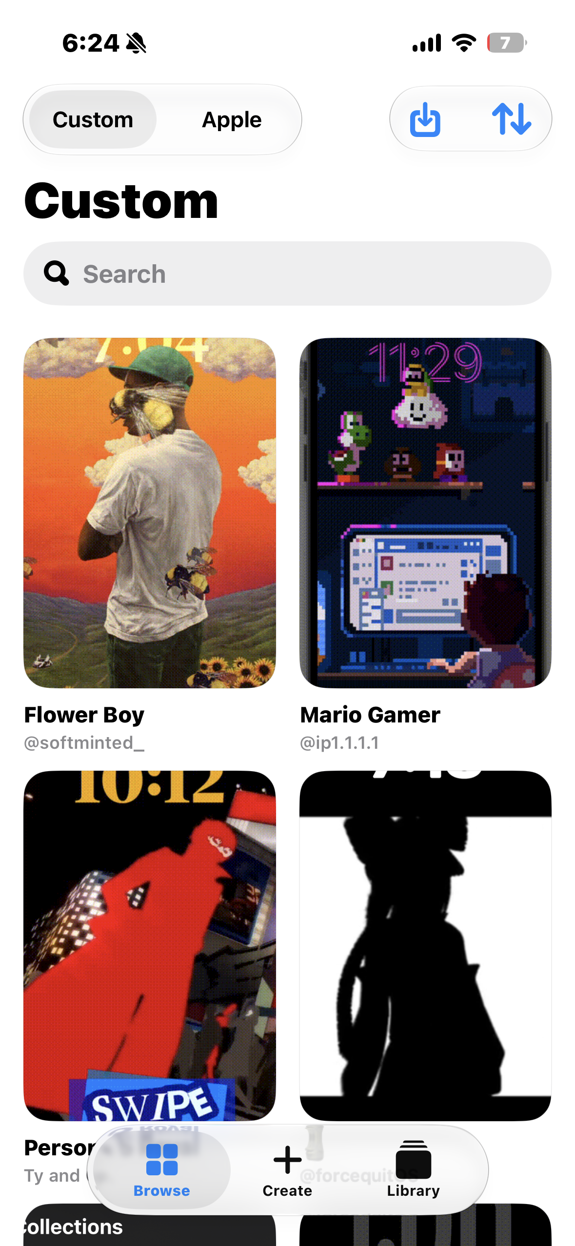 Placard custom wallpaper browsing screen